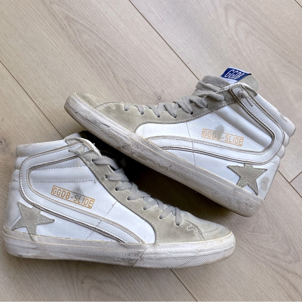 Golden goose grey and white slide